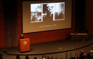 Reading at Creighton University, Omaha. Photo: Algis Praitis.